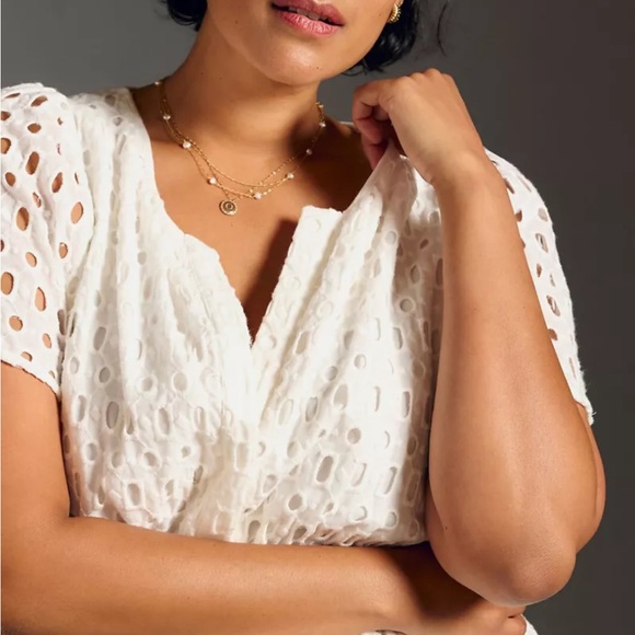 NWT ANTHROPOLOGIE Somerset Mini Dress White Eyelet Edition 3X - Picture 5 of 14